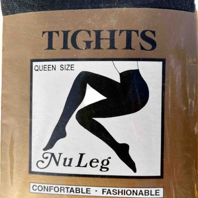Nu Leg Plus Size Queen Opaque Black Pantyhose Nylon Tights with Spandex Costumes